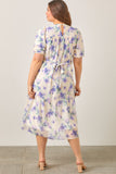 Water Colour Floral Midi Dress in Ivory
