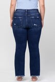 Distressed Ankle Flare Dark Wash Denim