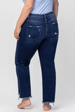 Distressed Ankle Flare Dark Wash Denim