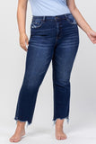 Distressed Ankle Flare Dark Wash Denim