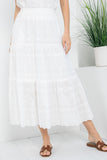 White Cotton Eyelet Midi Skirt