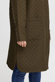 Quilted Midi Spring Jacket in Olive
