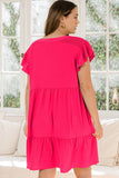 Solid Bright Pink Tiered Dress
