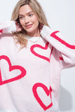 Pink, Red & White Cozy Heart Sweater