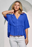 Button Baby Doll Top in Cobalt Blue