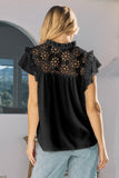 Eyelet Embroidered Top in Black