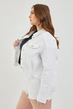 Distressed Denim Jacket in White