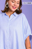 Stripe Button Up Cotton Top in Blue