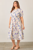 Water Colour Floral Midi Dress in Ivory