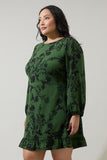 Black Floral Ruffle Dress in Green