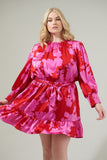 Vibrant Red & Fuschia Floral Dress