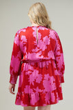 Vibrant Red & Fuschia Floral Dress