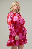 Vibrant Red & Fuschia Floral Dress