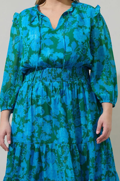 Green & Blue Floral Midi Dress Gussied Up Green & Blue Floral Midi Dress Gussied Up