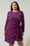 Burgundy Blue Wrap Style Dress