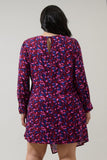 Burgundy Blue Wrap Style Dress