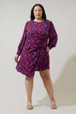 Burgundy Blue Wrap Style Dress
