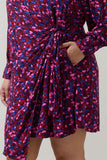 Burgundy Blue Wrap Style Dress