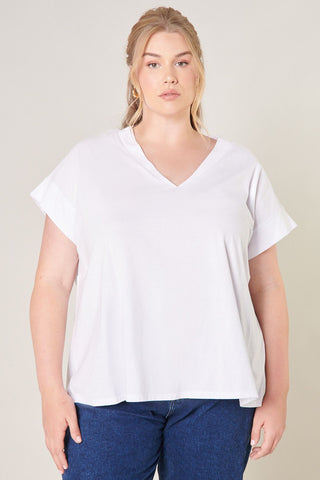 Classic V Neck Cotton Tee in White