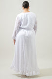 White Lace Ruffle Wrap Dress
