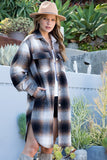 Long Plaid Shacket in Brown