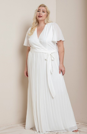 Pleated sales chiffon gown