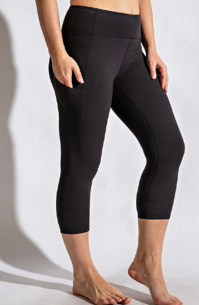 Buttery Soft Capri with Pocket in Black – Gussied Up