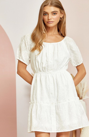 Button Cotton Eyelet Dress in White *CLEARANCE* – Gussied Up Button Cotton Eyelet Dress in White *CLEARANCE* – Gussied Up
