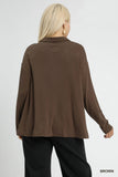 Half Zip Cotton Pullover in Brown