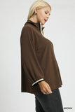 Contrast Half Zip Top in Brown