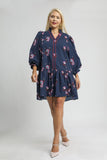 Navy Floral Cotton LS Dress