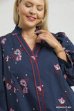 Navy Floral Cotton LS Dress