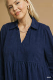 Tiered Corduroy Dress in Navy