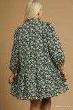 Midnight Floral Cotton Button Up Dress