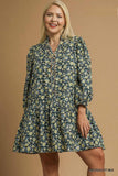 Midnight Floral Cotton Button Up Dress
