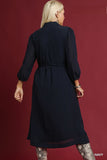 Textured Shirt Dress in Navy