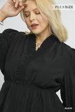 Ruffle Collar Textured Dress in Black