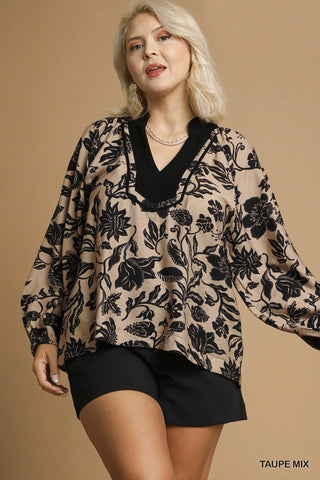 Two Tone Floral Top
