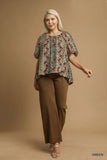 Leaf Floral Top in Green