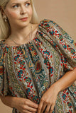Leaf Floral Top in Green