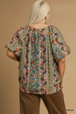 Leaf Floral Top in Green