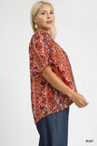 Leaf Floral Top in Rust