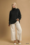 Animal Print Detail Turtle Neck in Black