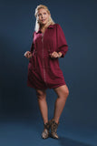 Luxe Drawstring Zip Up Dress in Merlot