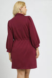 Luxe Drawstring Zip Up Dress in Merlot