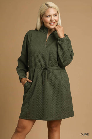 Cable Knit Half Zip in Olive