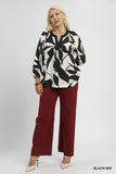 Black & Off White Contrast Print Top