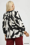 Black & Off White Contrast Print Top