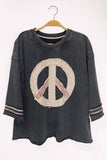 French Terry Peace Patchwork Sweater in Ash