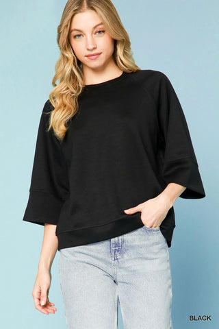 Luxe 3/4 Sleeve Top in Black